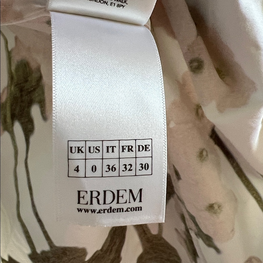 ERDEM Short-Sleeve Midi Shirt Dress in Cotton White and Green Floral 0 NWT 1345$ - Picture 11 of 14